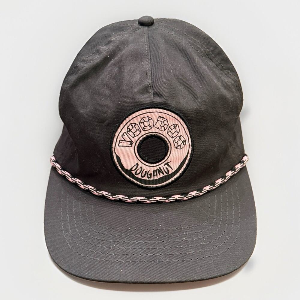 Voodoo Doughnut Hole Patch Unisex Dark Gray Pink Adjustable Snapback Hat Cap NWT